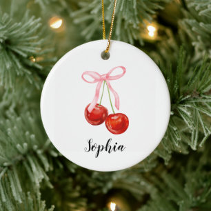 Schattige Kersen Coquette  Keramisch Ornament