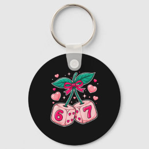 Schattige Kersen Dobbelsteen Valentijn Roze Kawaii Sleutelhanger