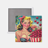 Schattige Kersen Pin-up Magneet (Voorkant / Achterkant)