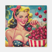Schattige Kersen Pin-up Magneet (Voorkant)