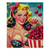 Schattige Kersen Pin-up Perfect Poster (Voorkant)