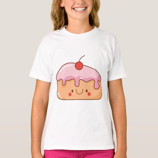 Schattige kersencake slice t-shirt (Voorkant)