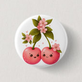 Schattige Kersenliefdessticker Ronde Button 3,2 Cm (Voorkant)