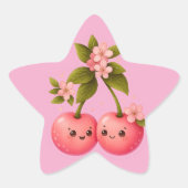Schattige Kersenliefdessticker Ster Sticker (Voorkant)