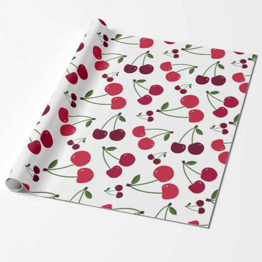Schattige kersenpatroon Inpakpapier (Uitgerold)