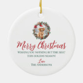 Schattige Kerst abrikoos poedel hond puppy Santa h Keramisch Ornament (Achterkant)