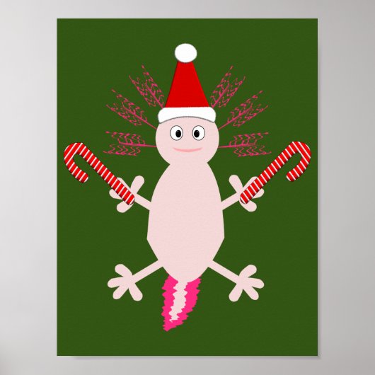 Schattige Kerst Axolotl Poster (Voorkant)