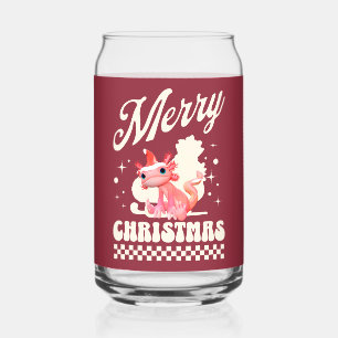 Schattige Kerst Axolotl Prettig Kerstfeest Blikvorm Glas