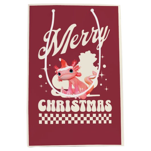 Schattige Kerst Axolotl Prettig Kerstfeest Medium Cadeauzakje (Voorkant)