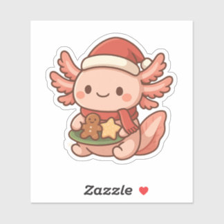 Schattige Kerst Axolotl Sticker | Kawaii Vakantie