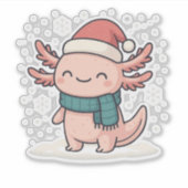 Schattige Kerst Axolotl Sticker | Kawaii Winter (Voorkant)