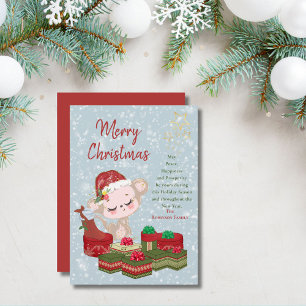 Schattige Kerst Baby Aap Rood Kerstmannenhoedje Feestdagenkaart