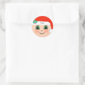 Schattige Kerst Baby Happy Face Ronde Sticker (Tas)