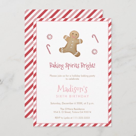 Schattige kerst bakfeest verjaardagsfeestje in kaart (Voorkant / Achterkant)