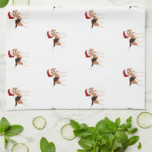 Schattige Kerst Beagle  Theedoek (Gevouwen)