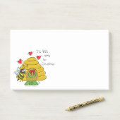 Schattige Kerst Bij Funge Kerstkaart Cartoon Post-it® Notes (Op bureau)