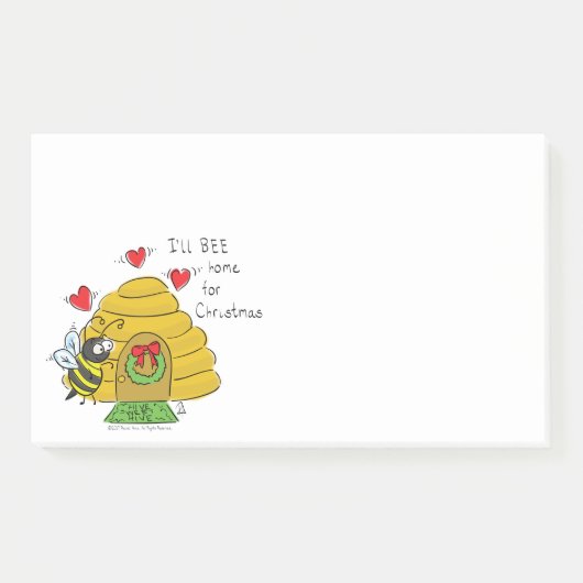 Schattige Kerst Bij Funge Kerstkaart Cartoon Post-it® Notes (Voorkant)