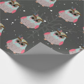 Schattige kerst bij ooien en snowflakes cadeaupapier (Hoek)