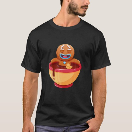 Schattige Kerst Biscuit Brood Coffee Art Design T-shirt (Voorkant)