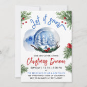 Schattige Kerst Blauw Winter Sneeuw Wereldbol Wate Kaart (Voorkant)