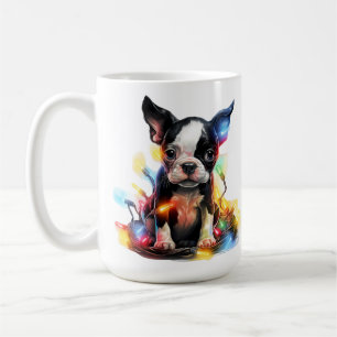 SCHATTIGE KERST BOSTON TERRIER PUPPY DOG KOFFIEMOK