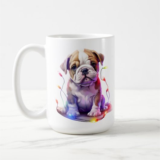 SCHATTIGE KERST BULLDOG PUPPY DOG KOFFIEMOK (Links)