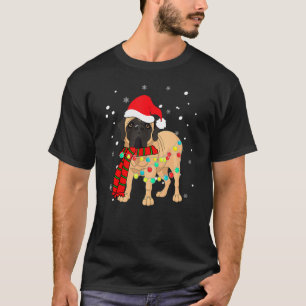 Schattige Kerst Bullmastiff Hond Lichten Grappig V T-shirt