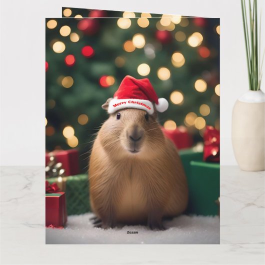Schattige Kerst Capybara, Grote Kerst Kaart (Achterkant)