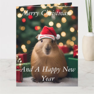 Schattige Kerst Capybara, Grote Kerst Kaart