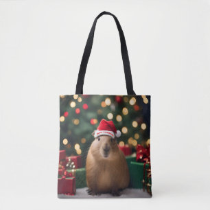 Schattige kerst Capybara, Tote Bag