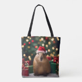Schattige kerst Capybara, Tote Bag (Achterkant)