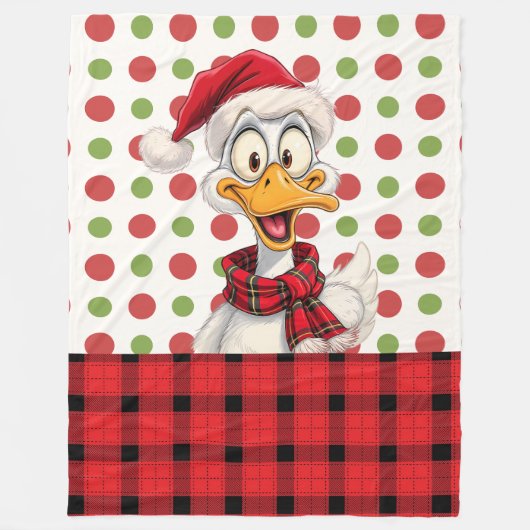 Schattige Kerst Cartoon eend Fleece Deken (Voorkant)