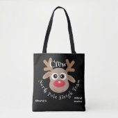 Schattige Kerst Cartoon Rendier Black Sleigh Team Tote Bag (Voorkant)