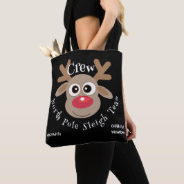 Schattige Kerst Cartoon Rendier Black Sleigh Team Tote Bag