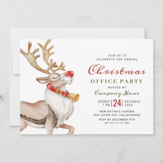 Schattige Kerst Cartoon Rendier Kerstfeest Kaart (Voorkant)