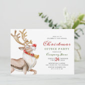 Schattige Kerst Cartoon Rendier Kerstfeest Kaart (Staand voorkant)