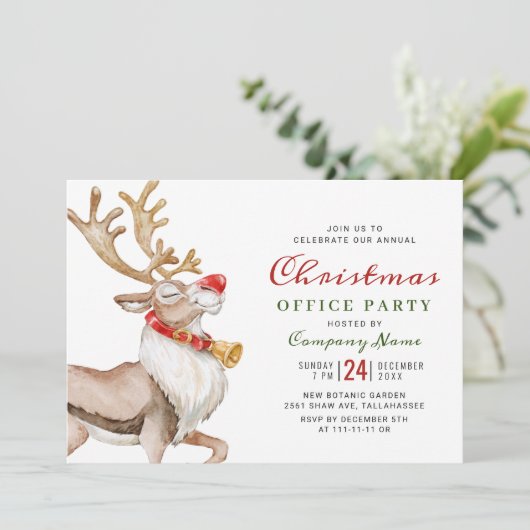 Schattige Kerst Cartoon Rendier Kerstfeest Kaart (Staand voorkant)