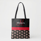 Schattige Kerst Cartoon Rendier Patroon Monogram Tote Bag (Voorkant)