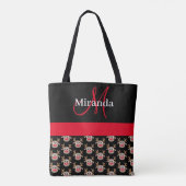 Schattige Kerst Cartoon Rendier Patroon Monogram Tote Bag (Achterkant)
