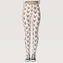 Schattige Kerst Cartoon rendierpatroon Leggings