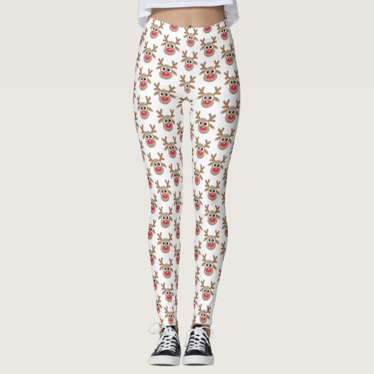 Schattige Kerst Cartoon rendierpatroon Leggings (Voorkant)
