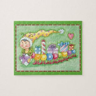 Schattige Kerst Caterpillar Trein met Cadeaus Legpuzzel