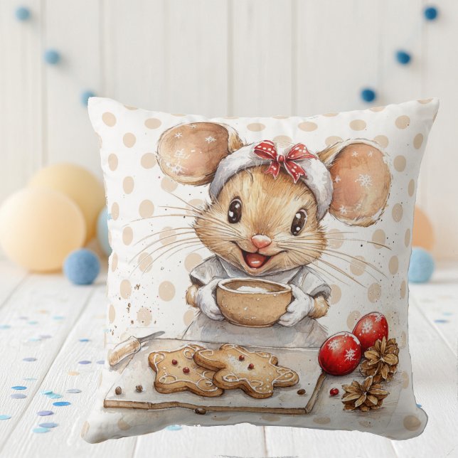 Schattige Kerst Chef Muis Kussen (Creator heeft geüpload)