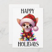 Schattige Kerst Chihuahua Feestdagenkaart (Voorkant / Achterkant)