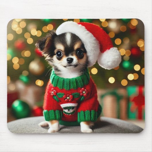 Schattige Kerst Chihuahua Muismat (Voorkant)