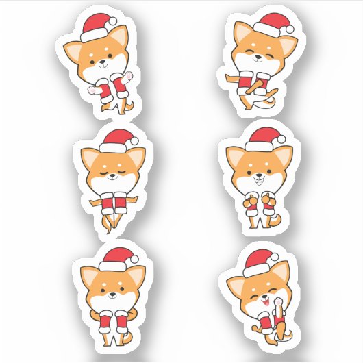 Schattige Kerst Corgi Dog Sticker Pack (Voorkant)