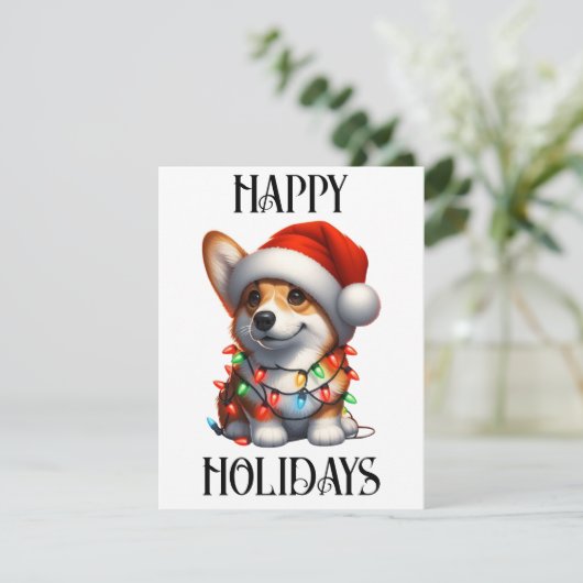 Schattige Kerst Corgi Feestdagenkaart (Staand voorkant)