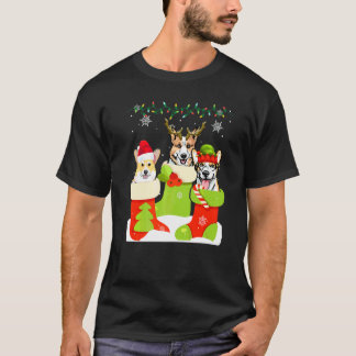 Schattige Kerst Corgi In Sock Kerst Reindeer Sinte T-shirt