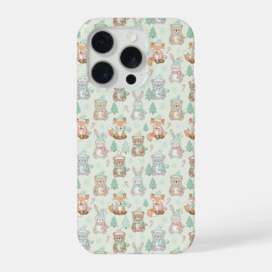 Schattige Kerst Dieren Naadloos Patroon iPhone 15 Pro Case