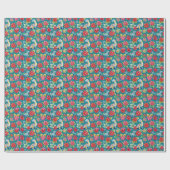 Schattige kerst dinosaurussen en poinsettia's cadeaupapier (Vlak)